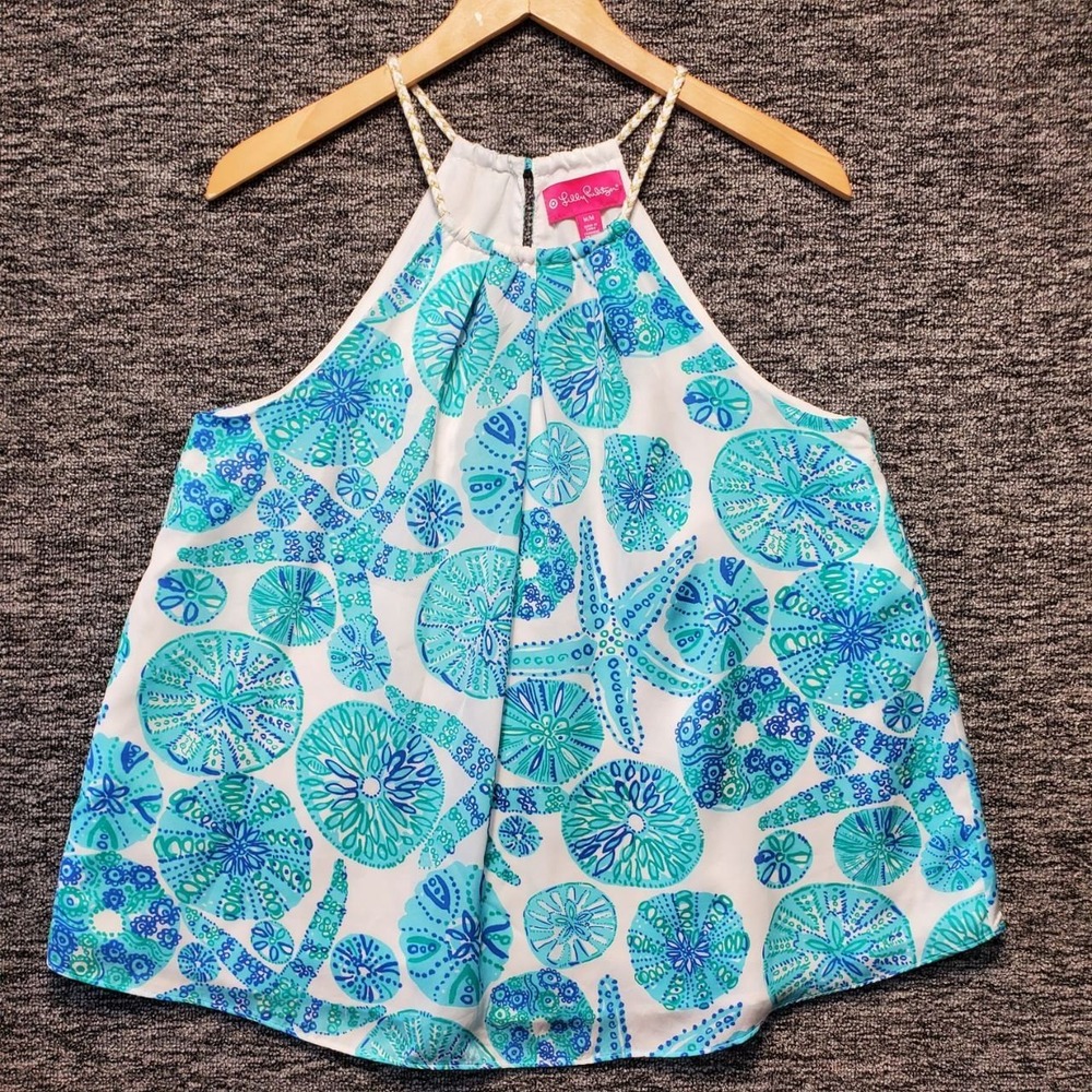 Lilly Pulitzer for Target Sea Urchin Halter Top Womens M Blue Ocean Resort Airy